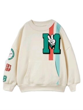 Zara x Disney Mickey Mouse Varsity Sweatshirt 18-24 Flocked Graphic Sporty Retro